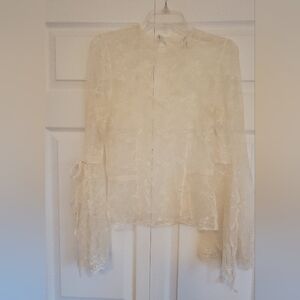 Alice + Olivia Cream Lace Top